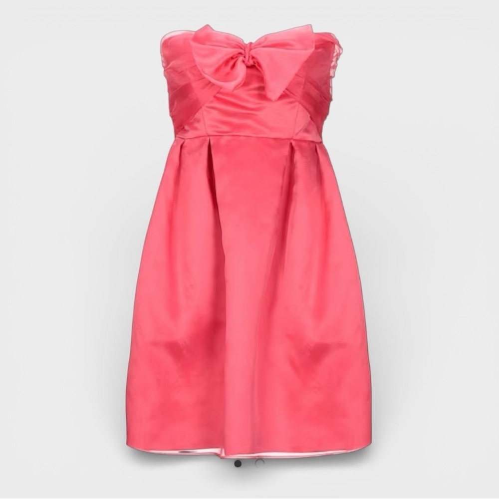 PINKO NWT 100% Silk Pink Strapless Mini Dress with Bow and Tulle.